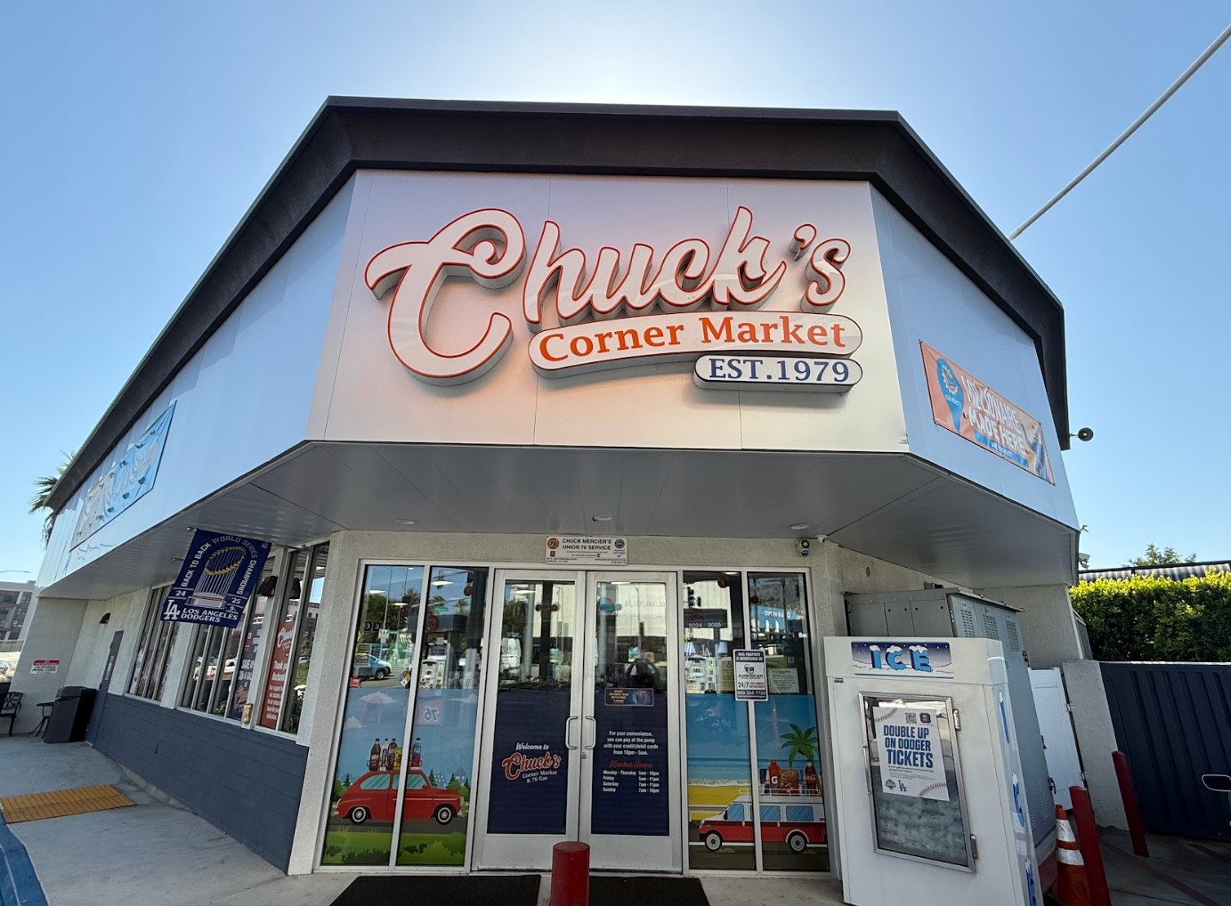 Chuck's Corner Market storefront on Burbank Blvd, with iconic Chuck's signage